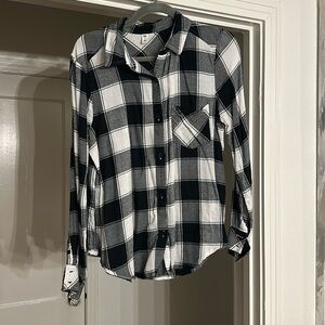 Black and white buffalo plaid. Lightweight cotton and viscose